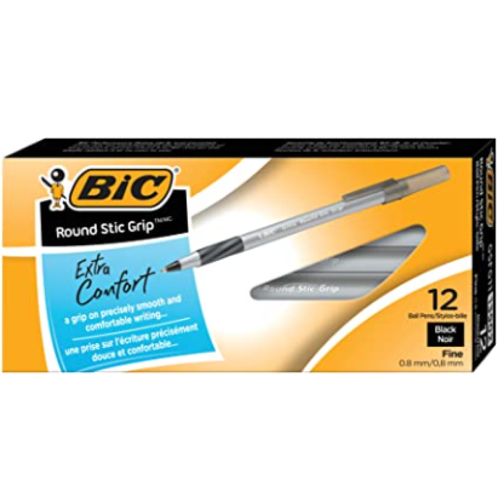 BIC Round Stic Grip Xtra Comfort Ballpoint Pen Fine Point 0 8mm