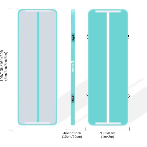 AKSPORT Inflatable Gymnatsics Mat Tumble Track 10ft 13ft 16ft 20ft 23ft Air Tumbling Mat with Air Pump for Home Use/Training/Cheerleading/Yoga