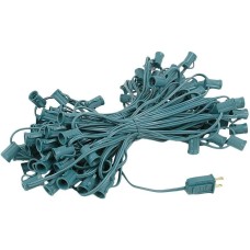 Novelty Lights 100 Foot C7 Outdoor String Light Christmas Stringer - Patio String Lights - Candelabra Base (C7/E12) - 12" Spacing - Green Wire