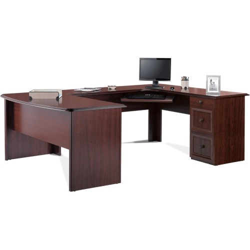 Realspace® Broadstreet 65" W U-Shaped Executive Corner Desk, Cherry