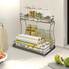 2 Tier Sliding Basket Drawer Organizer, 2023 Upgraded Pull Out Under Sink Cabinets Organizer,Multipurpose Kitchen Bathroom Laundry Room Organizers(Request at Least 11 inch Cabinet Opening)