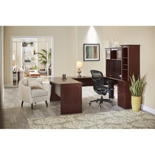 Realspace® Broadstreet 65" W U-Shaped Executive Corner Desk, Cherry