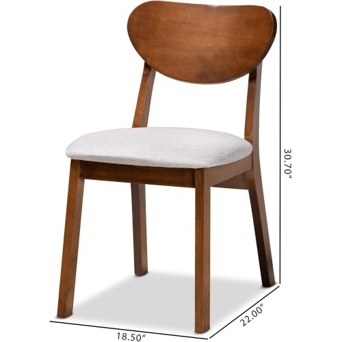 Baxton Studio Damara Mid-Century Modern Grey Fabric Upholstered and Walnut Brown Finished Wood 1-Piece Dining Chair