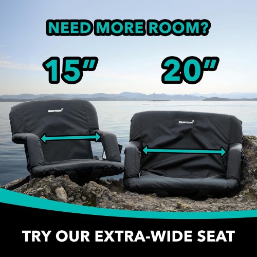 Driftsun 2 Pack Extra Wide Stadium Seats with Back Support - Deluxe Foldable Stadium Chairs for Bleachers - Folding Waterproof Sport Chair - Easy to Transport