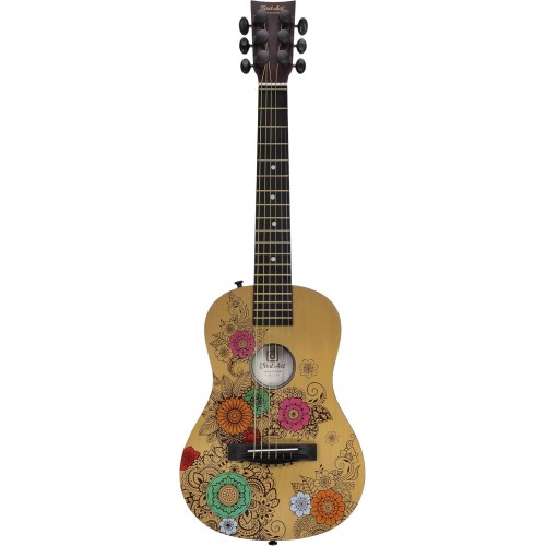 First Act Acoustic Guitar, 30” - Top Features Flower Design - Brass Acoustic Guitar Strings, Tuning Gear, String Post Covers, Steel-Reinforced Neck, Strap Buttons – Musical Instruments