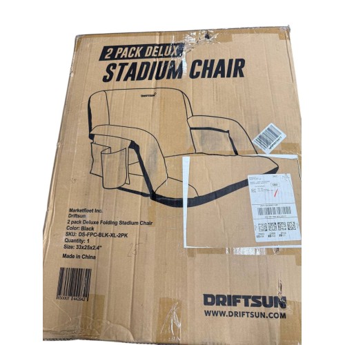 Driftsun 2 Pack Extra Wide Stadium Seats with Back Support - Deluxe Foldable Stadium Chairs for Bleachers - Folding Waterproof Sport Chair - Easy to Transport