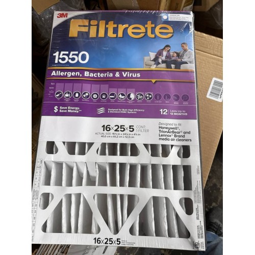 Filtrete 16x25x5, AC Furnace Air Filter, MPR 1550 DP, Healthy Living Ultra Allergen Deep Pleat, 1-Pack (Actual Dimensions 15.62x24.12x4.87)