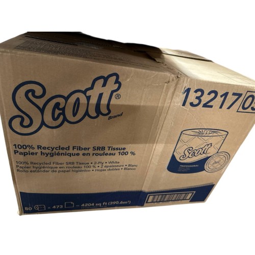 Scott Professional 100% Recycled Fiber Standard Roll Bulk Toilet Paper (13217), 2-Ply, Elevated Design, White, Individually Wrapped (80 Rolls of 473 Sheets, 37,840 Sheet Total)