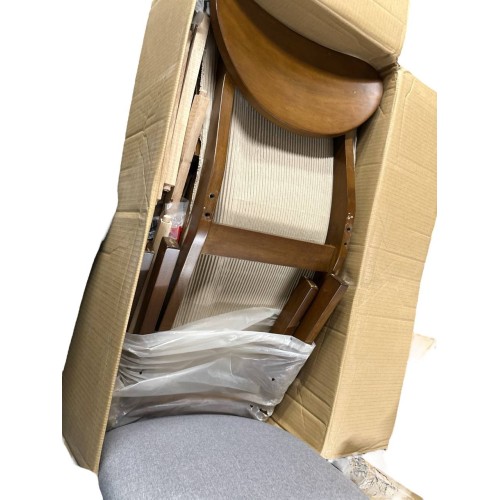 Baxton Studio Damara Mid-Century Modern Grey Fabric Upholstered and Walnut Brown Finished Wood 1-Piece Dining Chair