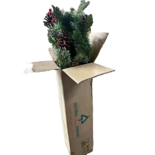 National Tree Company Pre-Lit Artificial Christmas Garland, Green, Frosted Berry, White Lights, Decorated with Pine Cones, Berry Clusters, Plug In, Christmas Collection, 9 Feet