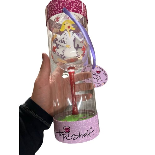 Top Shelf "I Stick Butt" Wine Glass - Novelty Gift for a Nurse