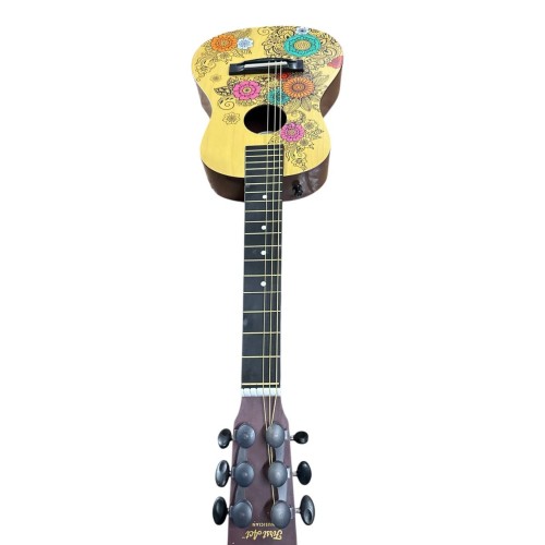 First Act Acoustic Guitar, 30” - Top Features Flower Design - Brass Acoustic Guitar Strings, Tuning Gear, String Post Covers, Steel-Reinforced Neck, Strap Buttons – Musical Instruments
