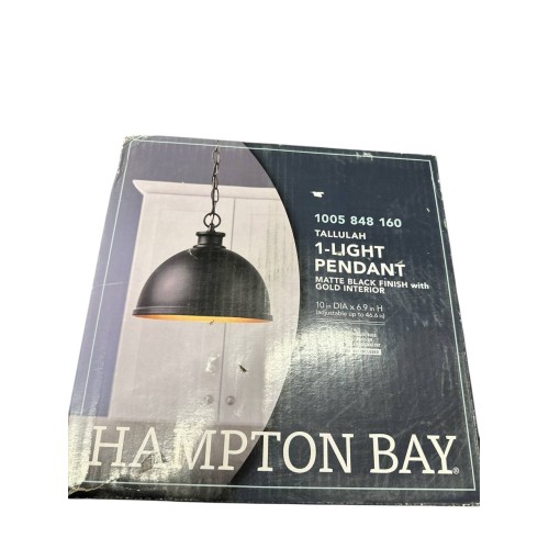 Hampton Bay Talullah 1-Light Matte Black Pendant Light 1005848160