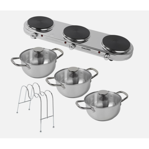 Kalorik Triple Burner Buffet Set, Stainless Steel