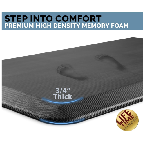 ComfiLife Anti Fatigue Floor Mat – 3/4 Inch Thick Perfect Kitchen Mat, Standing Desk Mat – Comfort at Home, Office, Garage – Durable – Stain Resistant – Non-Slip Bottom (20" x 39", Black)