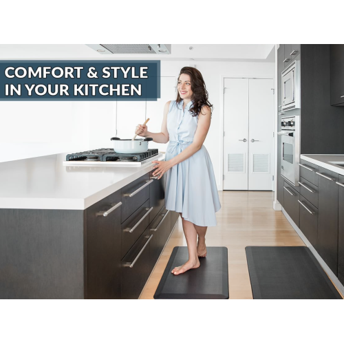 ComfiLife Anti Fatigue Floor Mat – 3/4 Inch Thick Perfect Kitchen Mat, Standing Desk Mat – Comfort at Home, Office, Garage – Durable – Stain Resistant – Non-Slip Bottom (20" x 39", Black)