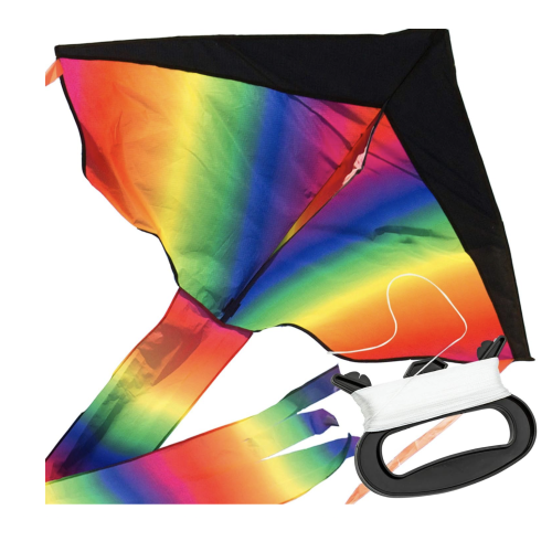 IMPRESA Large Rainbow Delta Kite - Easy to Assemble, Launch, Fly - Premium Quality, Great for Beach Use - The Best Kite for Everyone - Girls, Boys, Kids, Adults, Beginners and Pros -