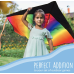 IMPRESA Large Rainbow Delta Kite - Easy to Assemble, Launch, Fly - Premium Quality, Great for Beach Use - The Best Kite for Everyone - Girls, Boys, Kids, Adults, Beginners and Pros -