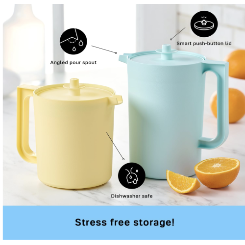 Tupperware Heritage 2pc Pitcher Set Vintage Blue/Yellow 