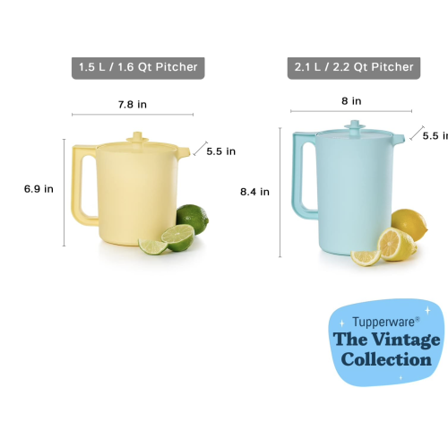 Tupperware Heritage 2pc Pitcher Set Vintage Blue/Yellow 