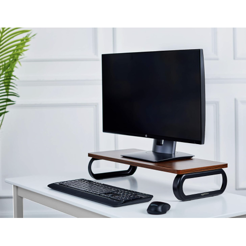 Amazon Basics Wood Monitor Stand, Computer Riser, Walnut