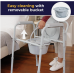 Drive Medical 11148-1 Folding Steel Bedside Commode Chair, Portable Toilet,