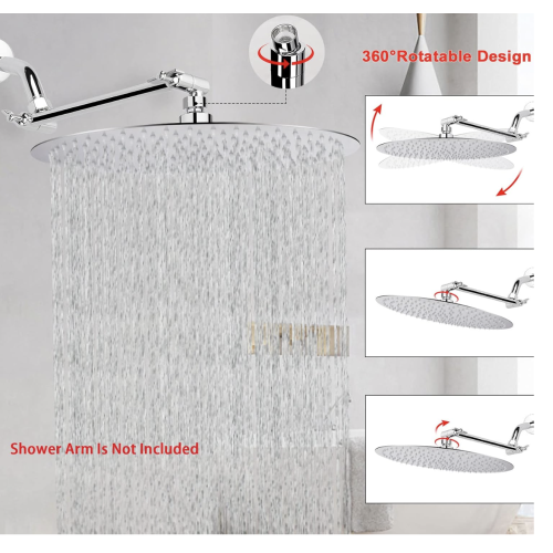 NearMoon Rain Shower Head, Ultra-Thin Design-Pressure Boosting, Awesome Some Experience, High Flow Stainless Steel Rainfall Head (16 Inch, Chrome Finish)