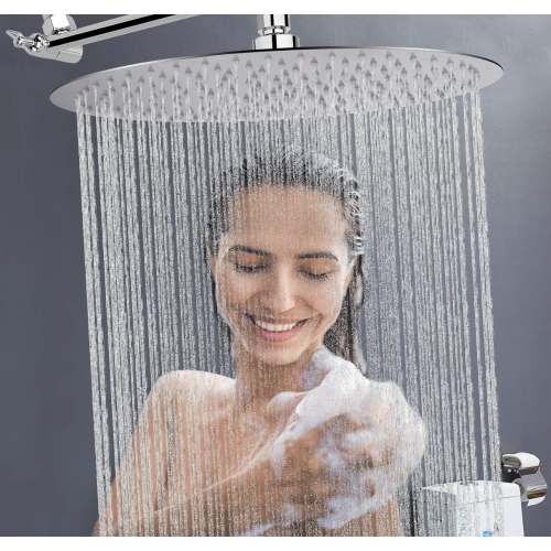 NearMoon Rain Shower Head, Ultra-Thin Design-Pressure Boosting, Awesome Some Experience, High Flow Stainless Steel Rainfall Head (16 Inch, Chrome Finish)