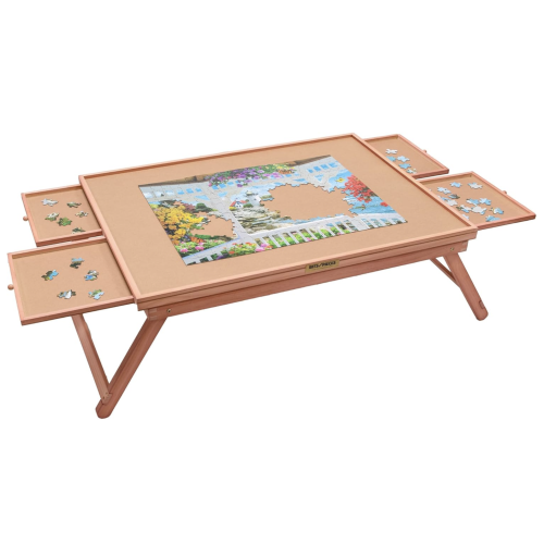 Bits and Pieces - Jumbo Puzzle Plateau Lounger with Cover, Legs, and Storage Drawers - 1500 pc Puzzle Accessories - Portable Puzzle Table - 25½”x 34½”