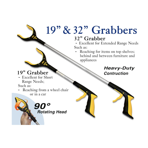 RMS Premium 7-Piece Hip Knee Replacement Kit with Leg Lifter, 19 and 32 inch Rotating Reacher Grabber, Long Handle Shoe Horn, Sock Aid, Dressing Stick, Bath Sponge - for Knee or Back Surgery Recovery