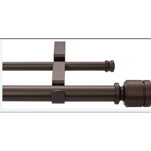 Simply Essential™ Deco 18 to 36-Inch Adjustable Double Curtain Rod Set in Brown