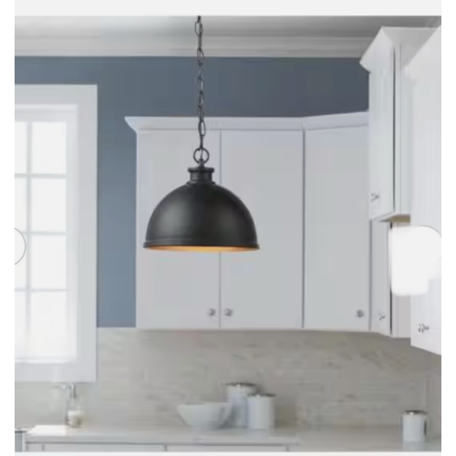 Hampton Bay Talullah 1-Light Matte Black Pendant Light 1005848160