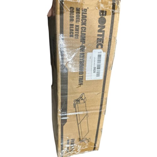 BONTEC KMT01 Under Desk Keyboard Tray, Pull-Out Keyboard & Mouse Platform with C-Clamp, 25.6 x 11.8 in Space-Saving Ergonomic Slide-Out Drawer, Black Carbon Fiber