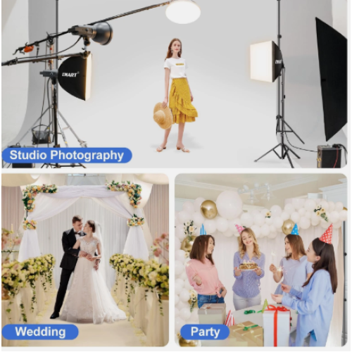 EMART Backdrop Stand 10x10ft(WxH) Photo Studio Adjustable Background Stand Support kit with 2 Crossbars, 8 Clamps, 2 Sandbags and Carry Bag for Parties, Events Decoration, Wedding, Photography