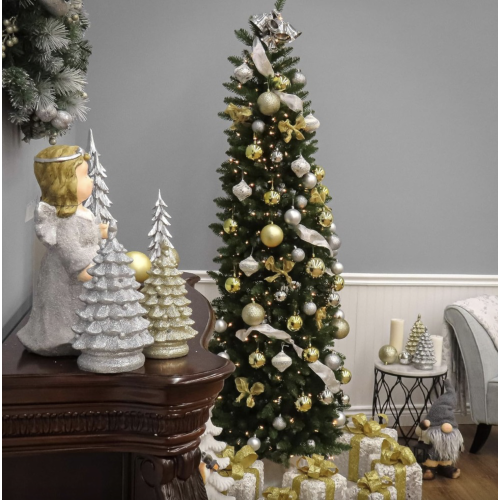 National Tree Company Artificial Slim Christmas Tree, Green, Kingswood Fir, Includes Stand, 6.5 Feet