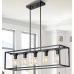 YANSUN 5-Light Matte Black Industrial Linear Island 