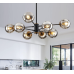 8-Light Sputnik Black Chandelier with Globe Glass Black and Gold Pendant Lights Bubble Light Chandeliers for Dining Room Farmhouse Kitchen Living Room Bedroom Office