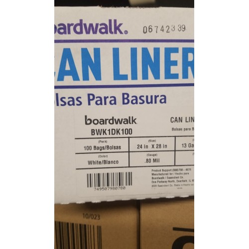 Boardwalk BWK1DK100 13 Gallon 0.8 mil. Drawstring Kitchen Bags - White (100 Bags/Roll, 2 Rolls/Carton)