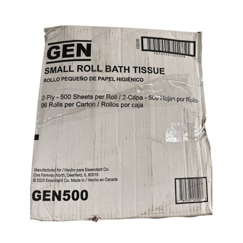 GEN Bath Tissue, Individually Wrapped, 2-Ply, 500 Sheets/Roll, White - Includes 96 Rolls of Individually Wrapped Toilet Tissue per case.