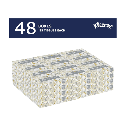 Kleenex 2-Ply Facial Tissue Flat Box 125 Count 48 Packs 6000 Total