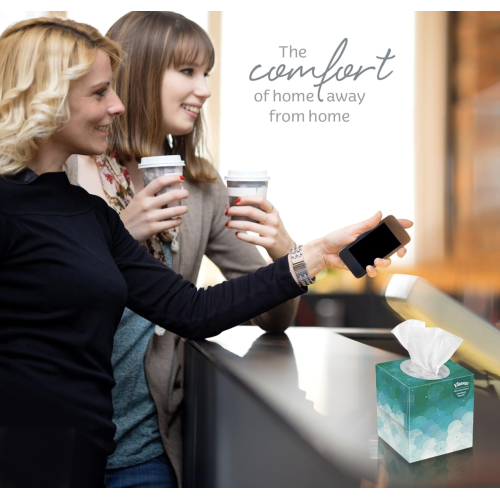 Kleenex Boutique White Facial Tissue For Business, Pop-Up Box, 2-Ply, 95 Sheets/Box, 6 Boxes/Pack, 6 Packs/Carton KCC21271CT