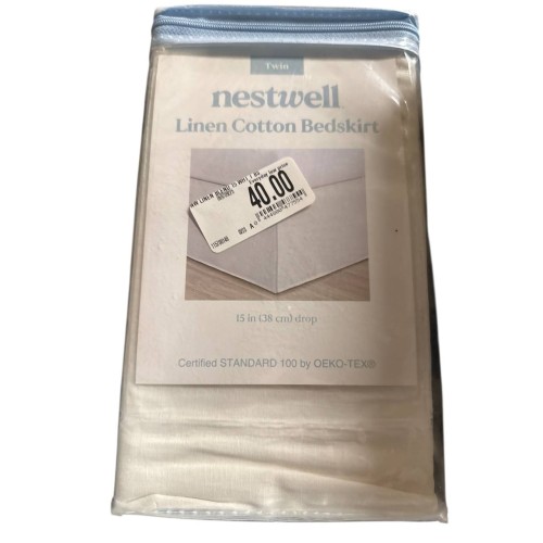 Nestwell Wraparound Bedskirt 15in Drop Twin White 39in X 75in