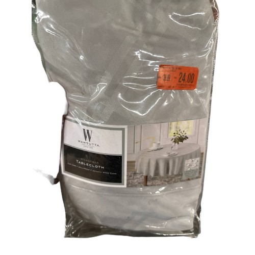 NEW Wamsutta Spill Proof 70 In Round Microfiber Tablecloth - Oyster