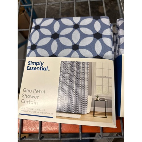 Simply Essential™ 72-Inch x 72-Inch Geo Petal Flower Shower Curtain in Blue