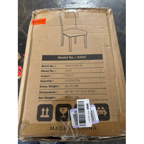 COLAMY Upholstered Parsons Dining Chairs Set of 2, Fabric Dining Room Kitchen Side Chair with Nailhead Trim and Wood Legs - Dark Grey