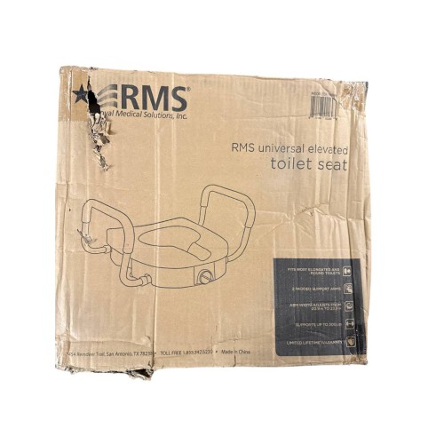 RMS Raised Toilet Seat - 5 Inch Elevated Riser With Adjustable Padded Arms - Toilet Safety Seat For Elongated Or Standard Commode
