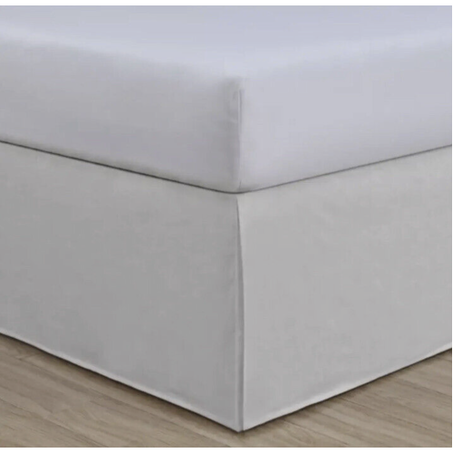 Nestwell Linen Cotton Blend Bedskirt Twin | White 15" Drop Tailored Minimalist