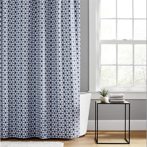 Simply Essential™ 72-Inch x 72-Inch Geo Petal Flower Shower Curtain in Blue