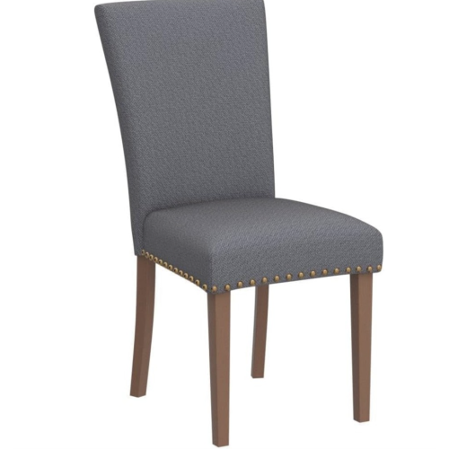 COLAMY Upholstered Parsons Dining Chairs Set of 2, Fabric Dining Room Kitchen Side Chair with Nailhead Trim and Wood Legs - Dark Grey