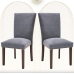 COLAMY Upholstered Parsons Dining Chairs Set of 2, Fabric Dining Room Kitchen Side Chair with Nailhead Trim and Wood Legs - Dark Grey